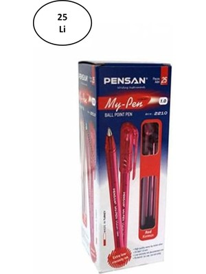 Pensan PE02210TKKI My-Pen Tükenmez Kalem, Kırmızı, 25'li