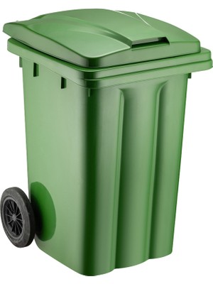 80 Litre Yeşil Tekerlekli Plastik Çöp Konteyneri