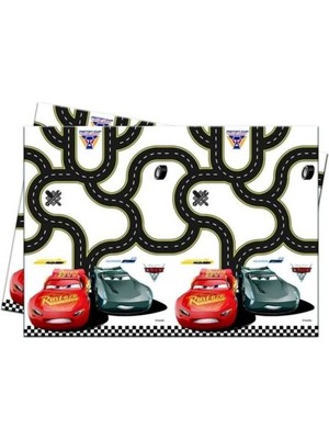 Parti Aşkı Şimşek Mcqueen Cars Temalı Masa Örtüsü - 120 x 180 cm Cars&yarış&araba Konsept Erkek Çoçuk Doğum Günü