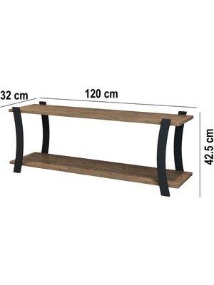 Jest Dekor Konsept Roma Atlantik Çam Ahşap Raflı Televizyon Sehpası, Tv Ünitesi, Tv Sehpası – 120x30 Cm – Şık Ve Dekoratif