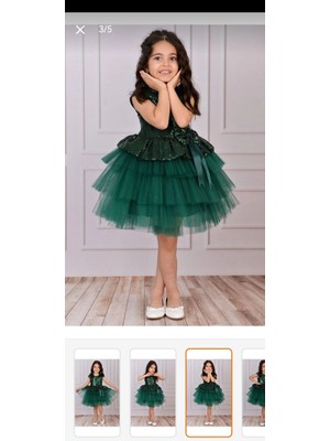 Esmaca Moda Kız Çocuk- Bebek Yeşil Renk Abiye Elbise