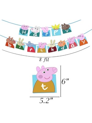 Parti Aşkı Peppa Pig Happy Birthday Banner & Iyi Ki Doğdun Parti Yazısı Peppa Pig Flama