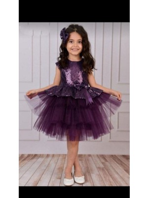 Esmaca Moda Kız Çocuk- Bebek Mor Renk Abiye Elbise