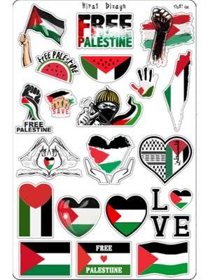 Hiras Dizayn 20 Adet Free Gazze Filistin Özgür Filistin Sticker Etiket Cikartmalari 17X25CM Laptop Boykot Matara