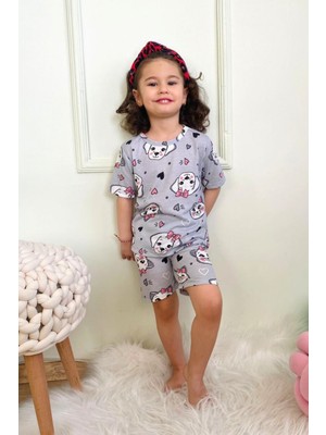 Kız Çocuk Pamuklu Penye Kumaş Şortlu Pijama Takımı