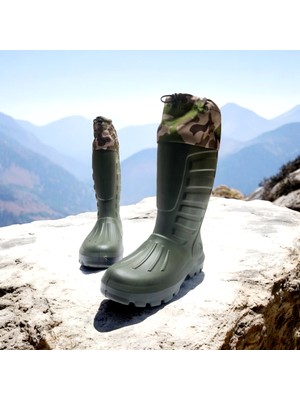 Sonimix Eva Termal Haki Çizme Su Geçirmez Tekstil Malzeme Bağcıksız Kapanma Özellikli Günlük Kullanım