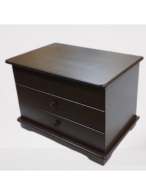 Bengi Ticaret Hobi 90411 ERDL Makyaj Takı Şifonyr 2Çekmc Ayna Parlak KAHVERENGİ Ahşap MDF ElYap
