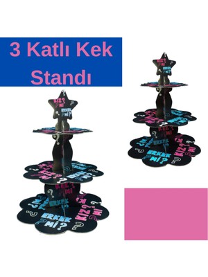 Bakbinevar Kız Mı Erkek Mi Temalı Kek Standı