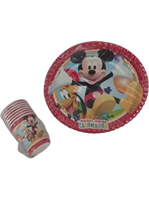 Bakbinevar Mickey Mouse 8'li Tabak Bardak Seti