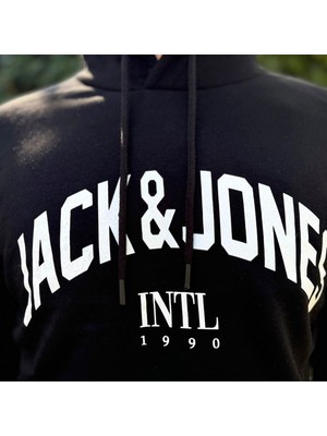 Jack & Jones Erkek Logo Baskılı Kapüşonlu Sweatshirt - Circle