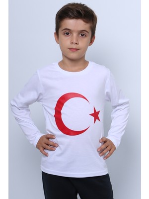 HÇM Çocuk Ayyıldız Baskılı Tshirt Uzun Kollu A57