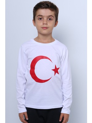 HÇM Çocuk Ayyıldız Baskılı Tshirt Uzun Kollu A57