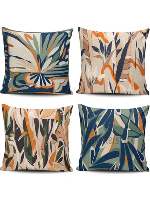 Alkan Homes Çift Taraf Baskılı Bohemian Desenli 4 Lü Kombinli Kırlent Kılıfı