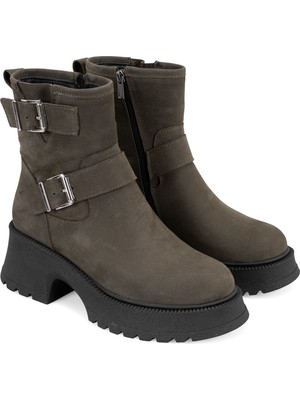 Desa Keila Yeşil Kadın Fermuarlı Deri Bot