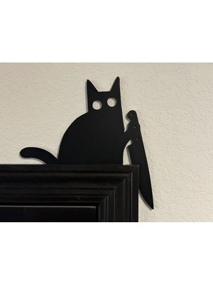 3DreaMaker Bıçak tutan kedi kapı köşesi süsü, duvar dekorasyonu , wall art