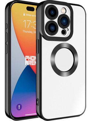 Apple iPhone 15 Pro Max Kılıf Kamera Korumalı Logo Gösteren Zore Omega Kapak-Siyah