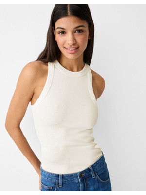 The Champ Clothing Halter Yaka Fitilli Ekru Kadın Atlet