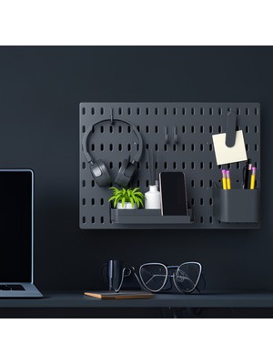Çok Amaçlı Pano Organizatör Set 1( 28 cm x 40 cm ) Siyah - Dübelli