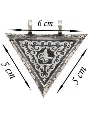 By Nevser 925 Ayar Gümüş Üçgen Içi Açılabilen Tuğra Muskalık Gümüş Kolye