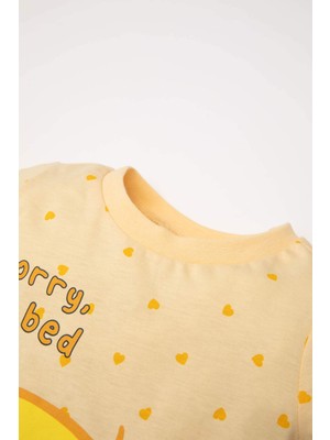 DeFacto Kız Bebek Pijama Takımı Looney Tunes Penye Uzun Kollu Üst Lastikli Alt D8287A5NS