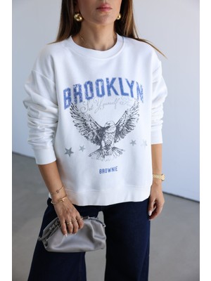 Brooklyn Yazı Baskılı Sweatshirt