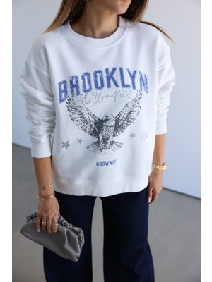 Brooklyn Yazı Baskılı Sweatshirt