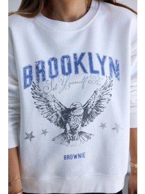 Brooklyn Yazı Baskılı Sweatshirt