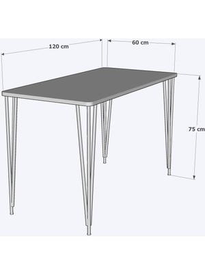 nesu home 60 x 120 cm metal ayaklı mutfak masası yemek masası çalışma masası