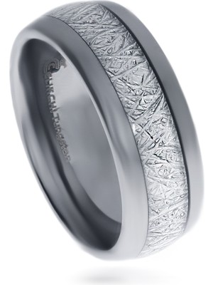 Celikchi Erkek Beyaz Çizgi Detay Gümüş Renk Tungsten Yüzük