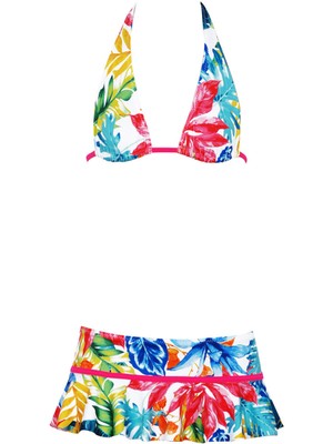 Kom Balı Kız Çocuk 3 Parça Etekli Bikini Set