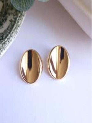 Glimmery Altın Gold Renk Oval Model Küpe