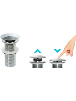 Turkuaz Yuvarlak Aç / Kapa Lavabo Süzgeci Krom Kaplamalı 8 cm