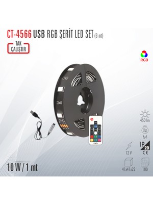 Cata CT-4566 USB Rgb Şerit LED Set(3 Metre)