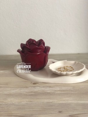 The Lavender Candle Dekoratif Gül Mumluk Set Vişne-Bej