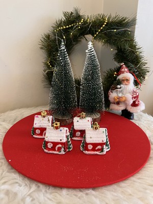 Yılbaşı 4 lü Ev Süs kırmızı yeniyıl noel süsü ağaç newyear christmas 4cm