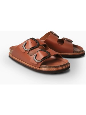 Genuins Kadın Terlik Galıa G104864 Genuins Leather Camel