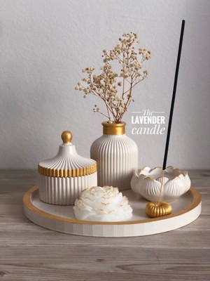 The Lavender Candle Gold Detaylı Set