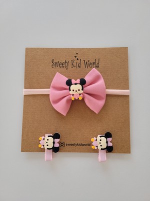 Sweety Kid World Minnie Kız Çocuk Saç Bandı ve Minnie Yan Toka