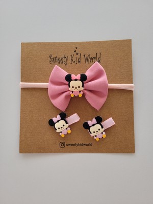 Sweety Kid World Minnie Kız Çocuk Saç Bandı ve Minnie Yan Toka