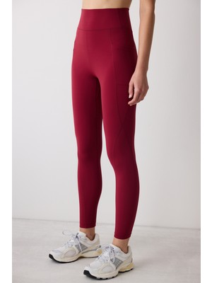 Bordo Yüksek Bel Cepli Tacito Tayt - Saude Koleksiyonu