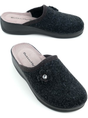 Gezer Butterfly Kadın Kışlık Keçe Rahat Taban Ev Bahçe Terlik