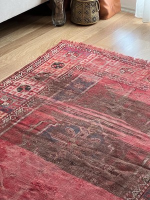 133X181 cm El Dokuma Ender Desenli Antialerjik Yün Antik Dekoratif Kilim