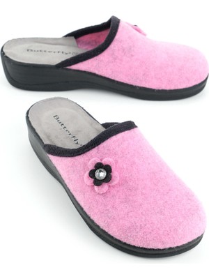 Gezer Butterfly Kadın Kışlık Keçe Rahat Taban Ev Bahçe Terlik