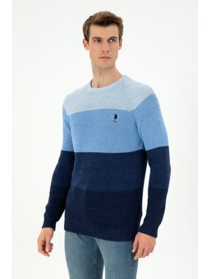 U.S. Polo Assn. Erkek Lacivert Kazak Bisiklet Yaka Slim Fit Trend Desenli 50293017-VR033