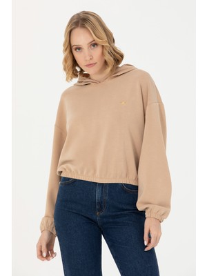U.S. Polo Assn. Kadın Kum Kapüşonlu Sweatshirt 50272104-VR085