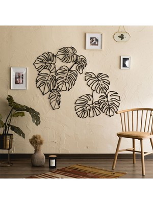 Monstera Metal Duvar Dekoru - Modern Tasarım | 2 Parça Set