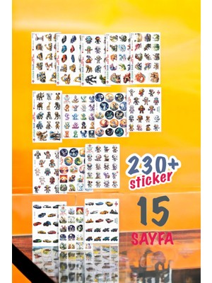 230 Dinozor Araçlar Robot Sticker Book Etiket Kitabı Sticker Defteri A5 Boyut Etiket Seti