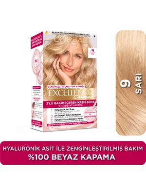 L'Oréal Paris Excellence Creme Krem Saç Boyası 9 Sarı Amonyaklı  Beyaz Kapatma