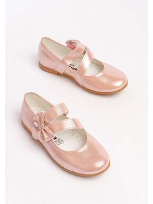 Papuccum Ortopedi Kız Çocuk Pudra Renkli Cırtlı Kaydırmaz Taban Babet Rahat Kalıp ile Şık Tasarım