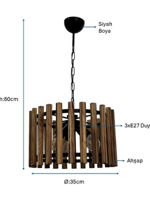 Siyah Boyalı Avize PLC-1224-AV-3-BSY